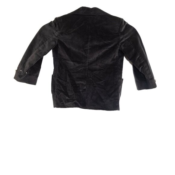 Toddler Boys Size 3 Black Velvet Blazer With Gold Buttons & Patterned Lining - Picture 4 of 6